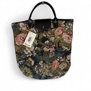 UK company Signare NEW with tags black floral tapestry tote bag